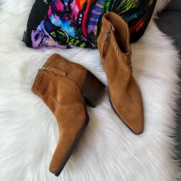 Sam Edelman Willice Fringe Suede Booties - Picture 4 of 11